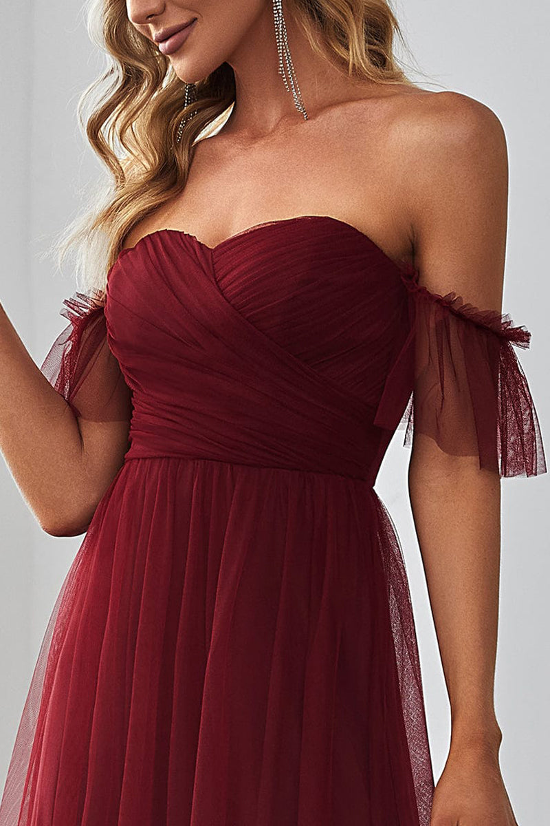 Alluring Glam Off-The-Shoulder Maxi Dress | Jewelclues #color_burgundy