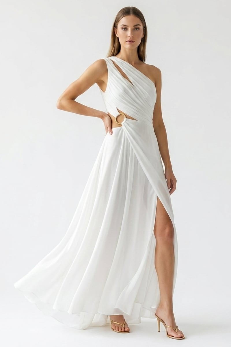 Althea One-Shoulder Chiffon Gown | JewelClues