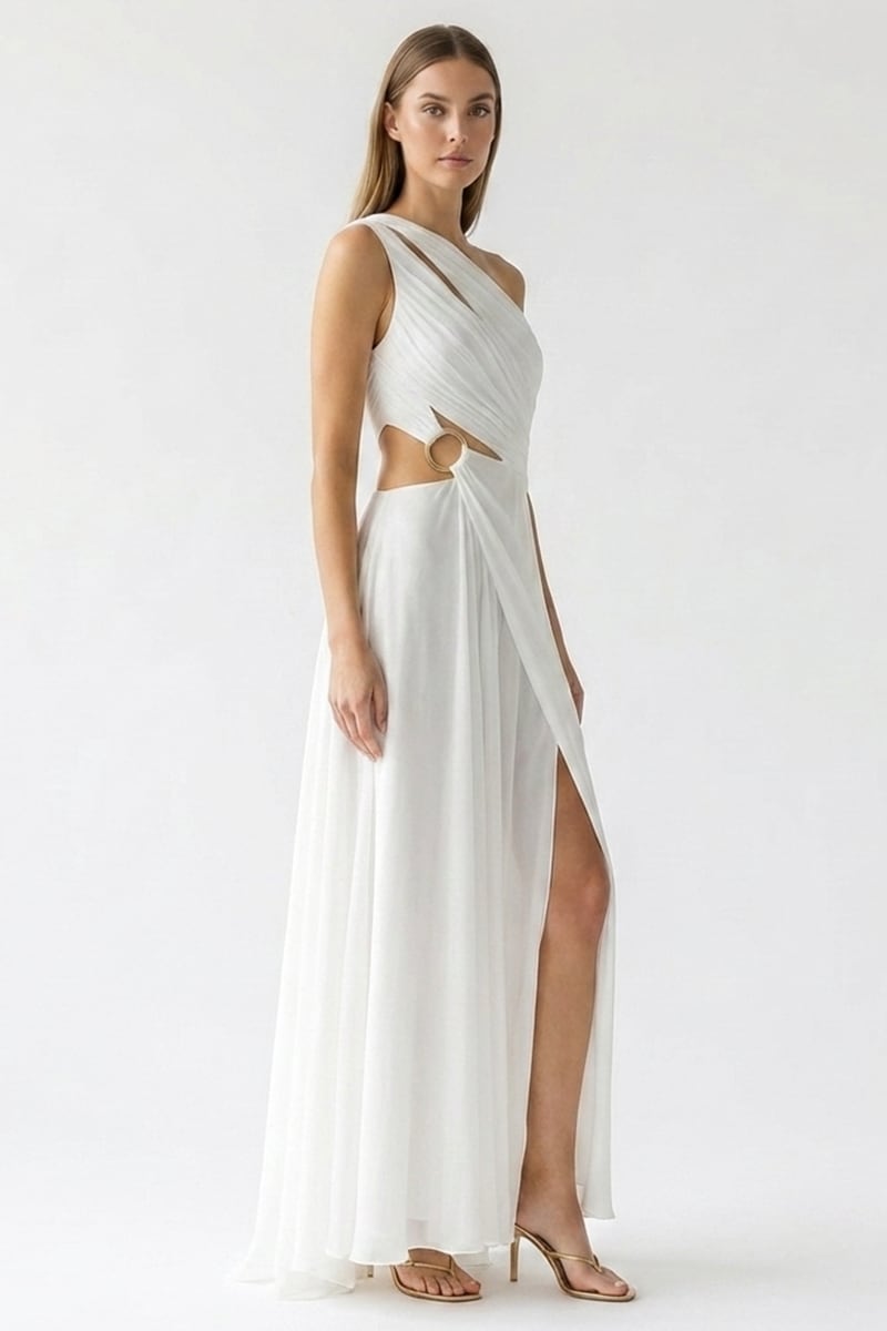 Althea One-Shoulder Chiffon Gown | JewelClues