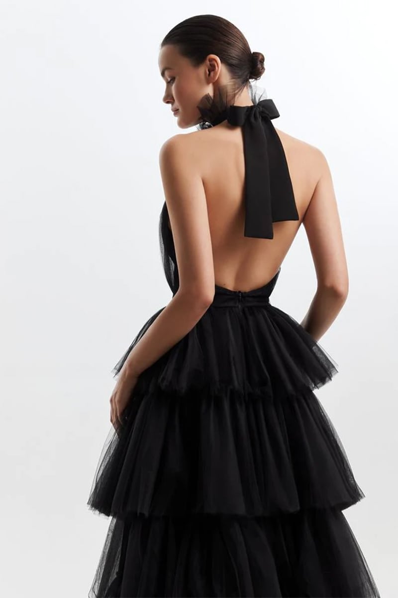 Always Be There Backless Tiered Maxi Dress | Jewelclues | #color_black
