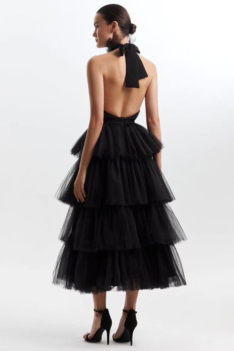 Always Be There Backless Tiered Maxi Dress | Jewelclues | #color_black