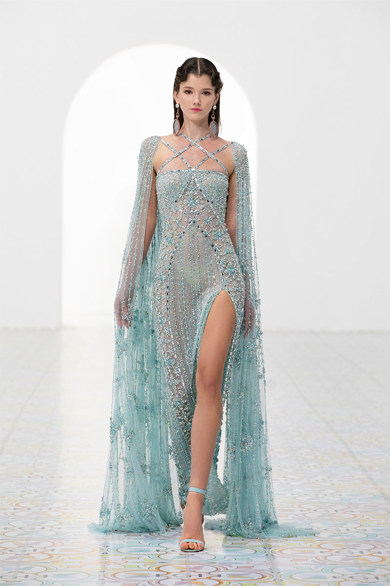 Alyce Beaded Maxi Dress | Jewelclues | #color_aqua