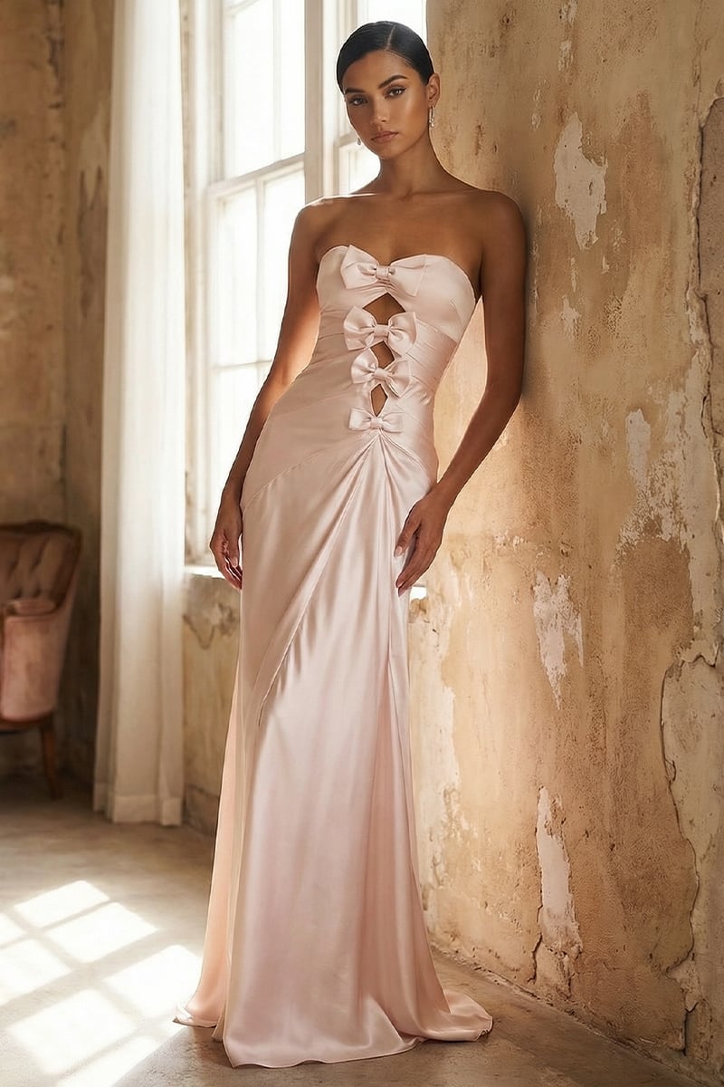 Amara Strapless Satin Gown | JewelClues #color_blush