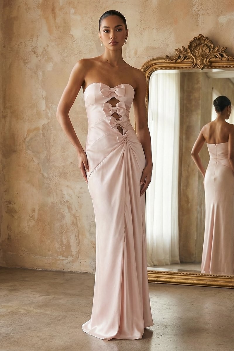 Amara Strapless Satin Gown | JewelClues #color_blush
