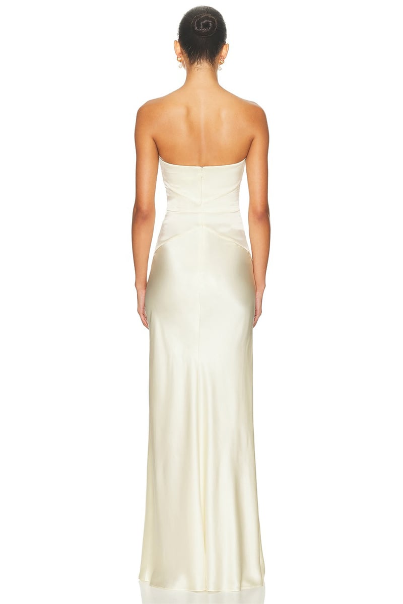 Amara Strapless Satin Gown | JewelClues #color_ivory