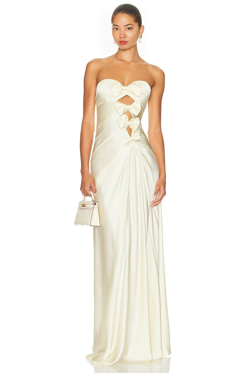 Amara Strapless Satin Gown | JewelClues #color_ivory
