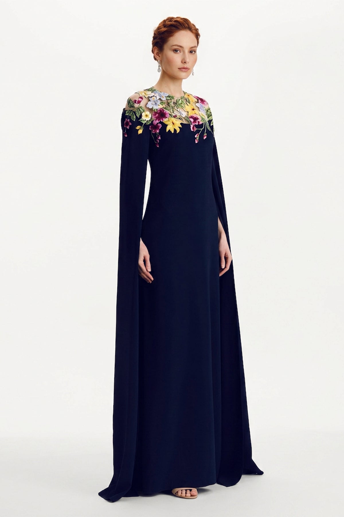 Ambrosia Cape Silk-Blend Gown| JewelClues