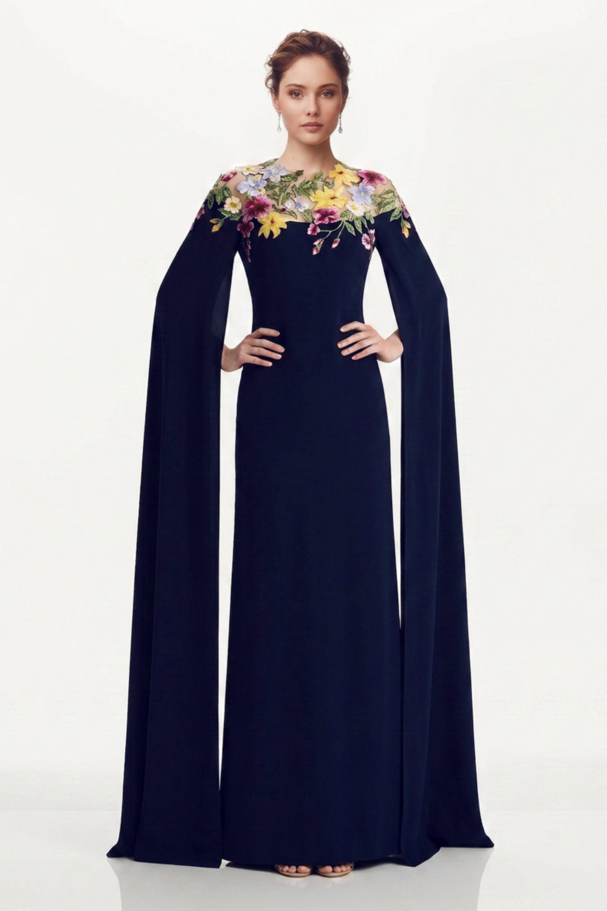Ambrosia Cape Silk-Blend Gown| JewelClues