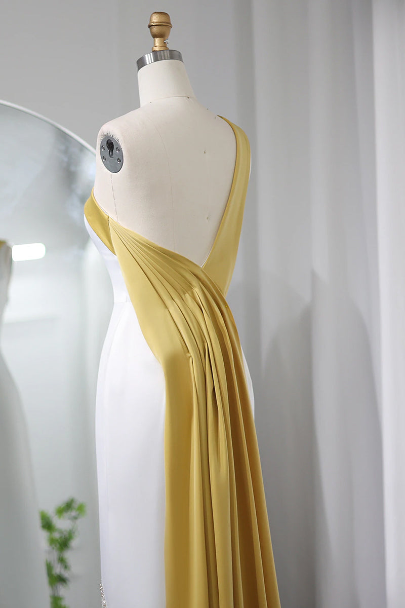 Ameena Beaded One-Shoulder Midi Dress | Jewelclues | #color_yellow