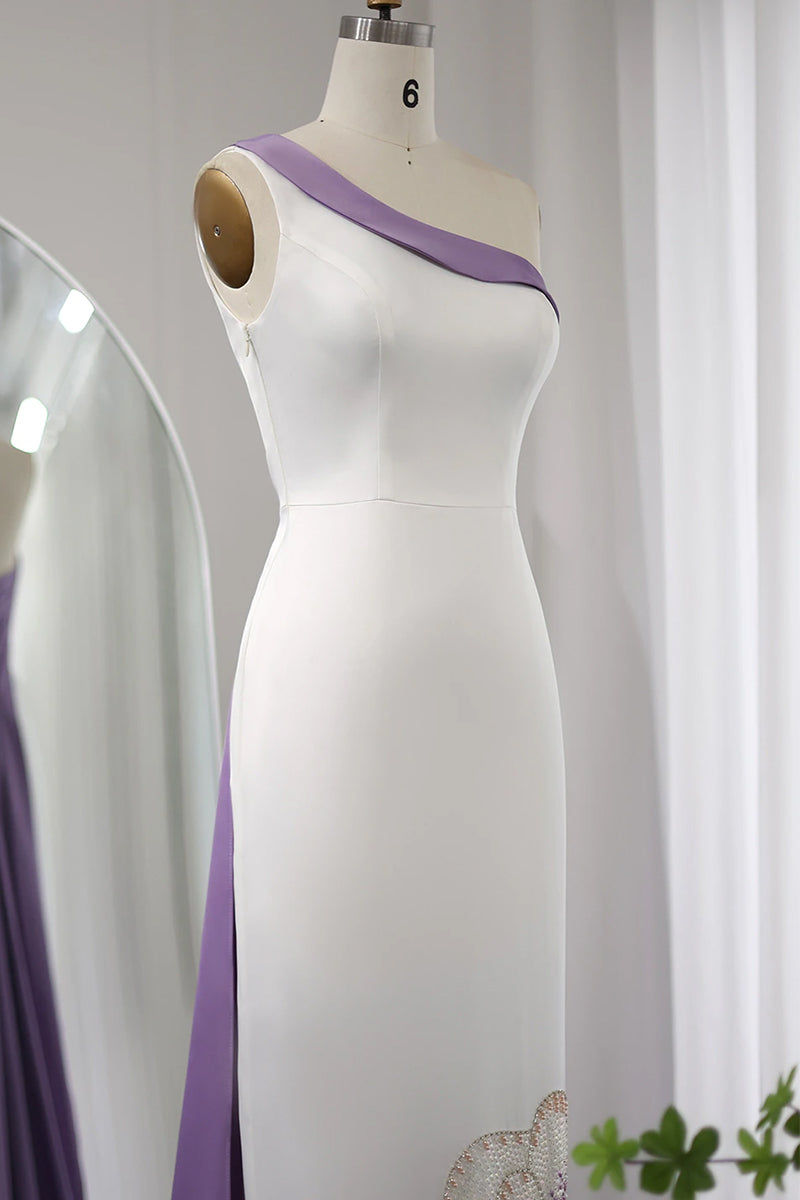 Ameena Beaded One-Shoulder Midi Dress | Jewelclues | #color_lilac