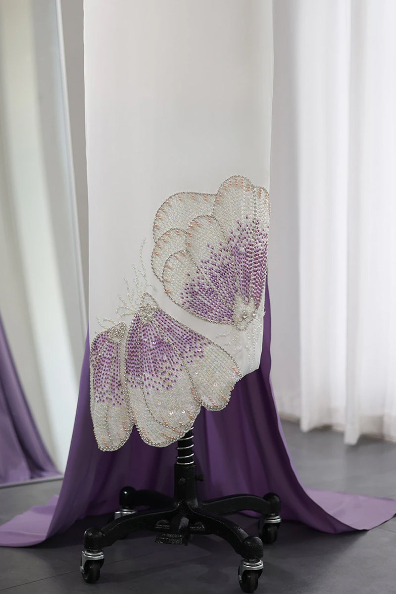 Ameena Beaded One-Shoulder Midi Dress | Jewelclues | #color_lilac