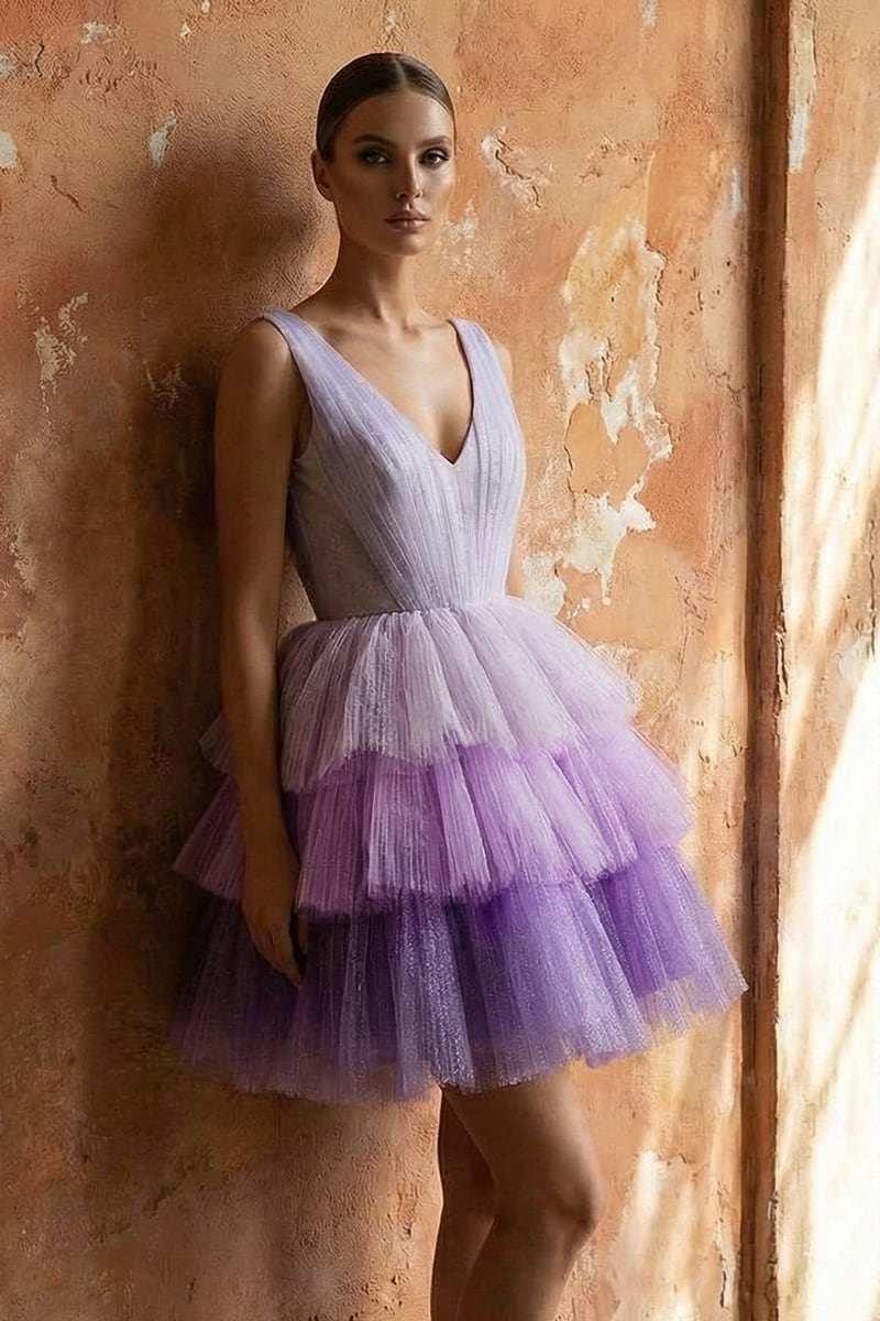 Amethyst Sparkly Tulle Mini Dress | JewelClues