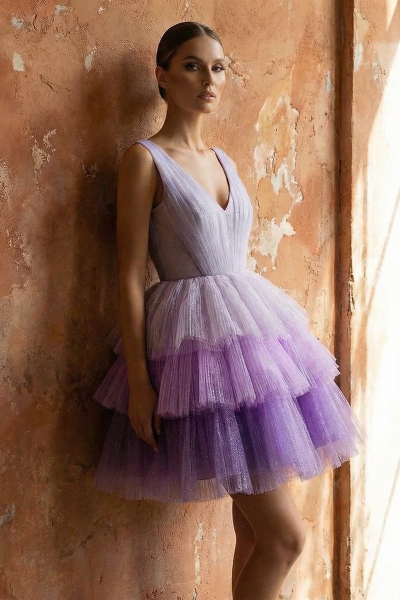 Amethyst Sparkly Tulle Mini Dress | JewelClues