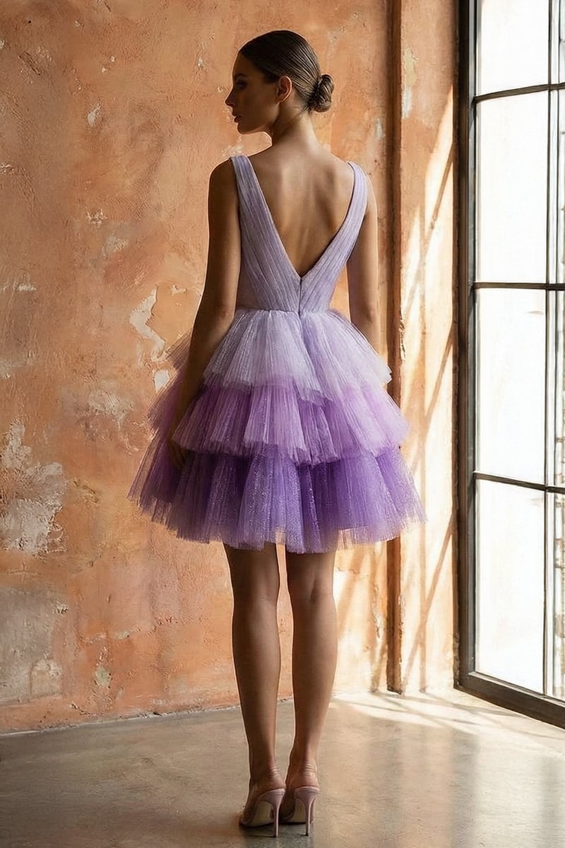 Amethyst Sparkly Tulle Mini Dress | JewelClues