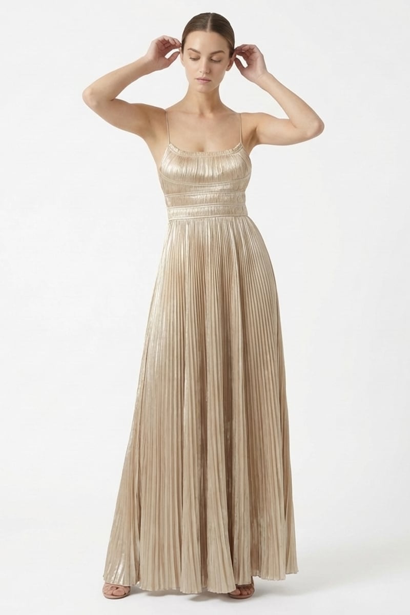 Anastasia Pleated Satin Gown | JewelClues