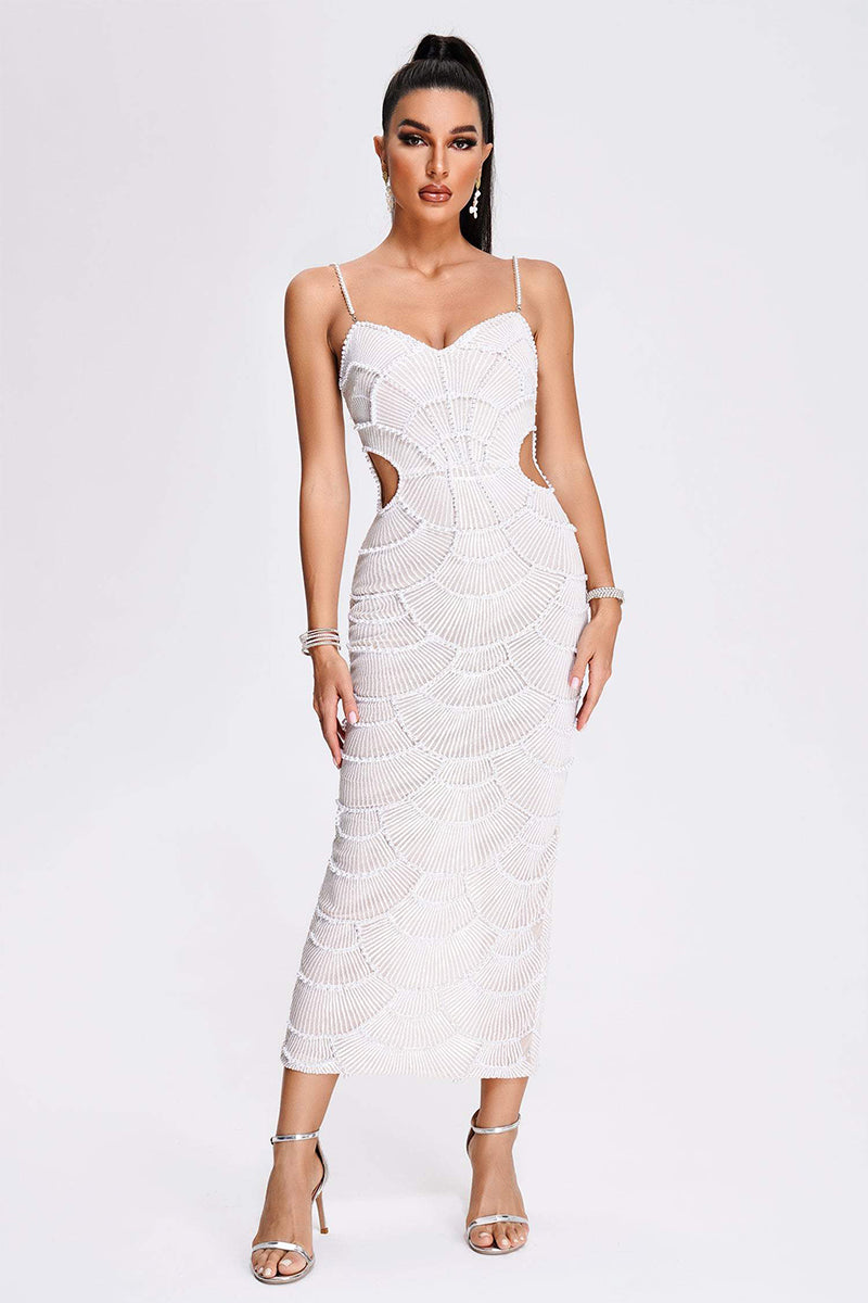 Angelina Sequin Cutout Midi Dress