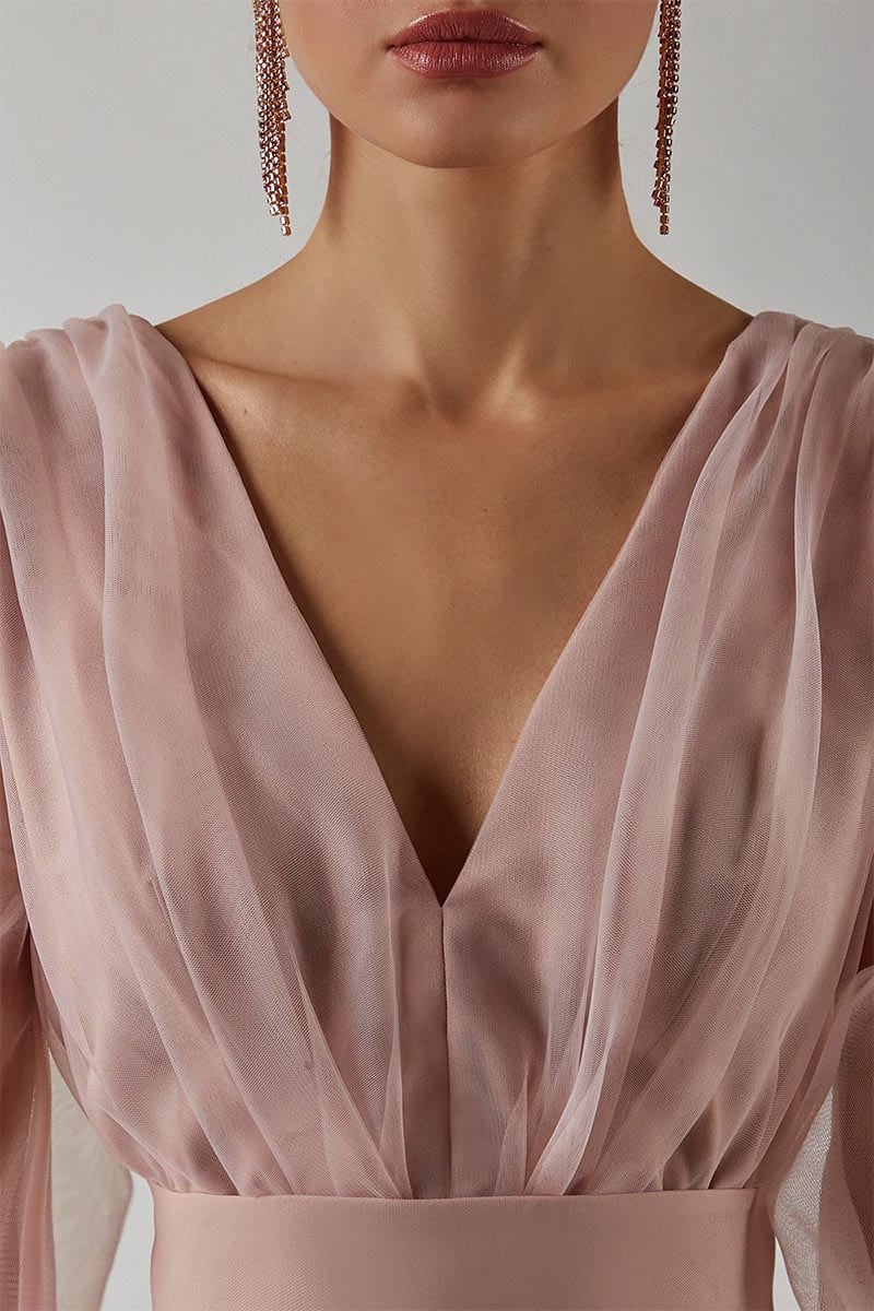 Anna Tulle Midi Dress | Jewelclues #color_dusty pink
