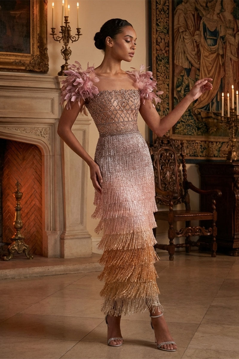 Aphrodite Tassel Midi Dress | Made-To-Order | JewelClues