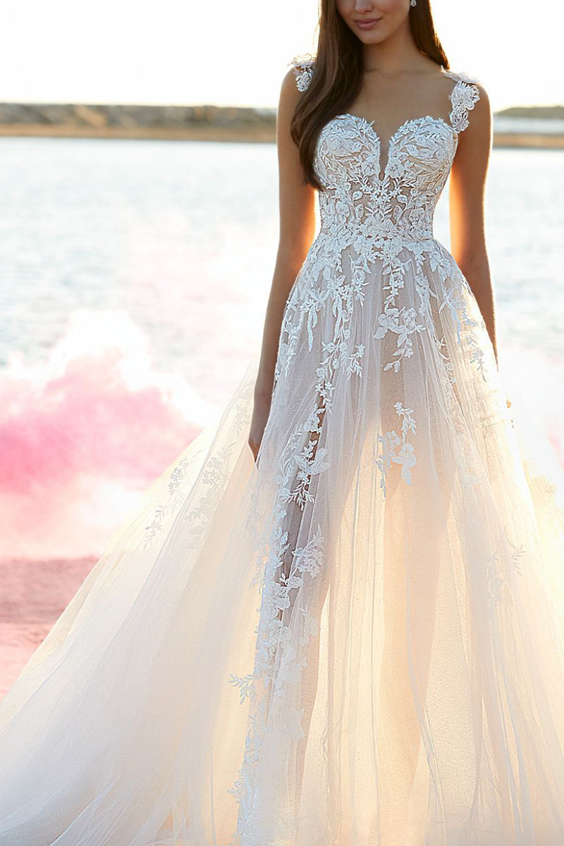 Color_Ivory | Athens Off-The-Shoulder A-line Wedding Dress | Jewelclues