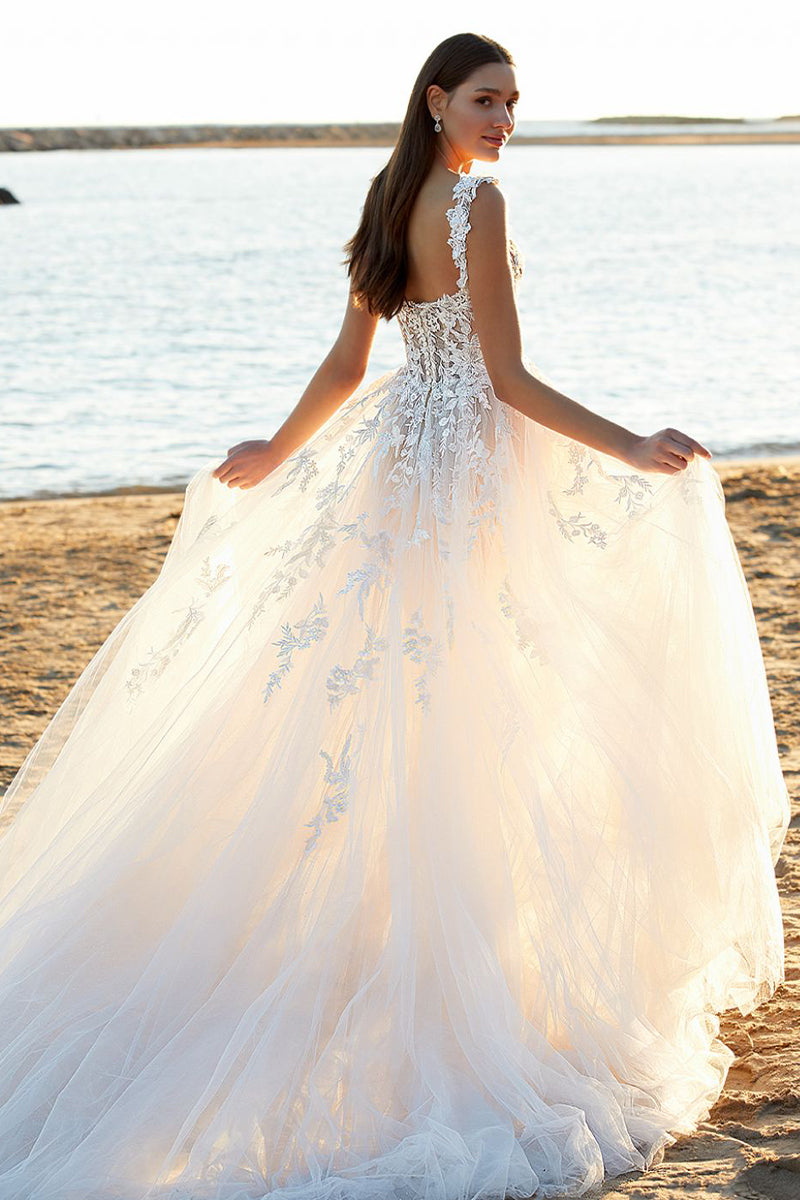 Color_Ivory | Athens Off-The-Shoulder A-line Wedding Dress | Jewelclues
