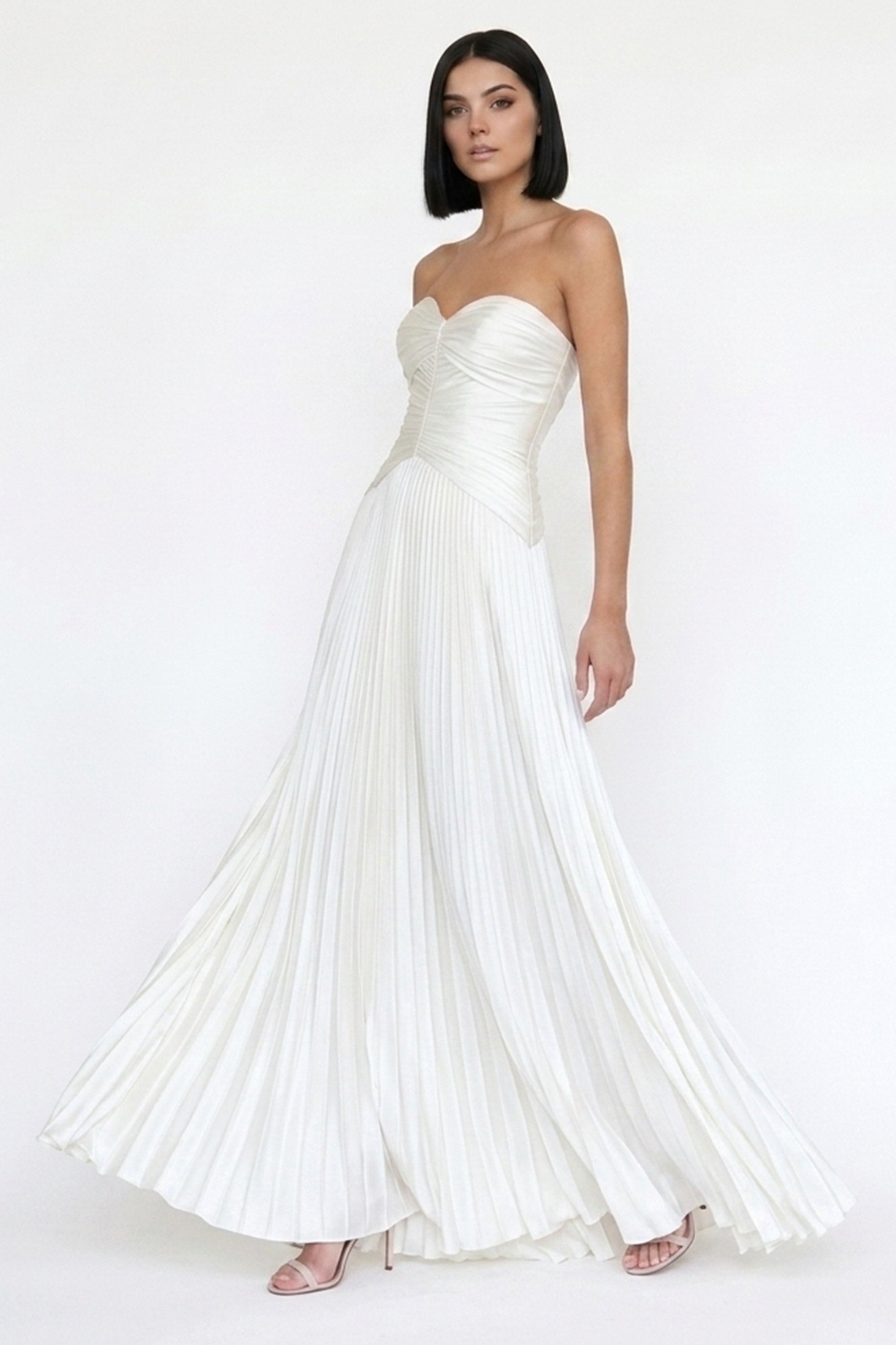 Aurelia Pleated Strapless Wedding Gown | JewelClues