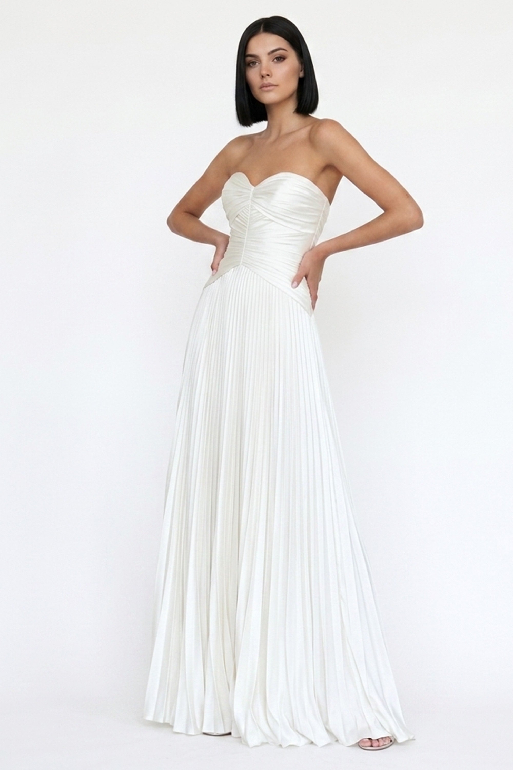 Aurelia Pleated Strapless Wedding Gown | JewelClues
