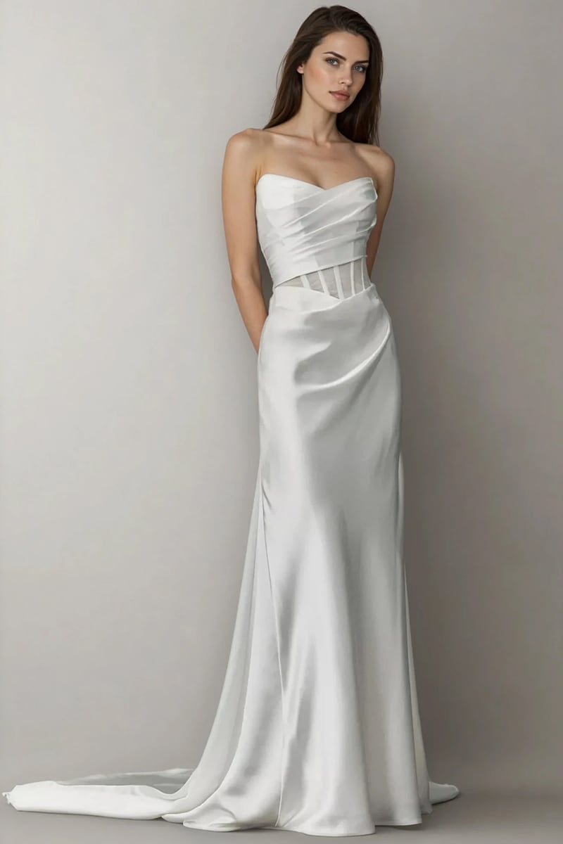 Aurielle Strapless Satin Wedding Gown | Jewelclues