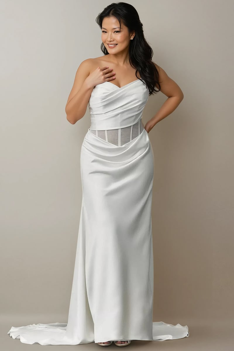 Aurielle Strapless Satin Wedding Gown | Jewelclues