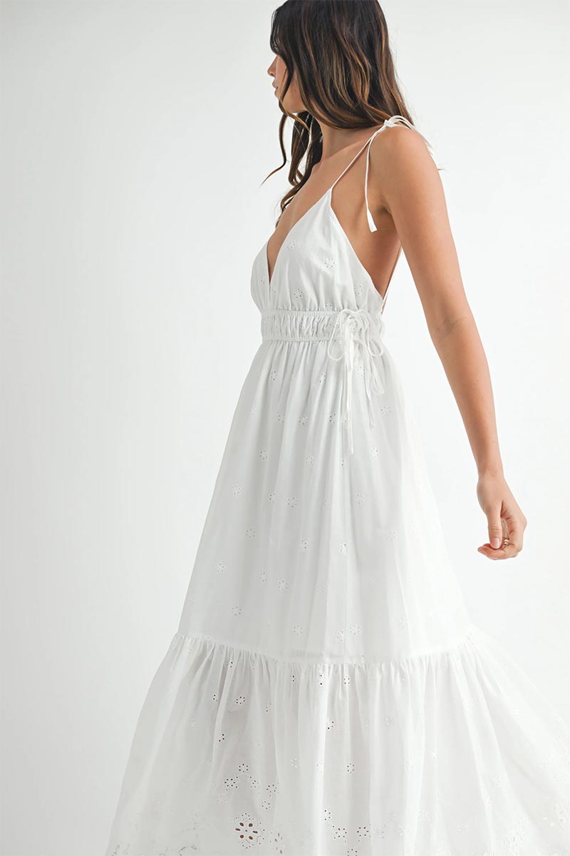 Aurora White Eyelet Maxi Dress | Jewelclues