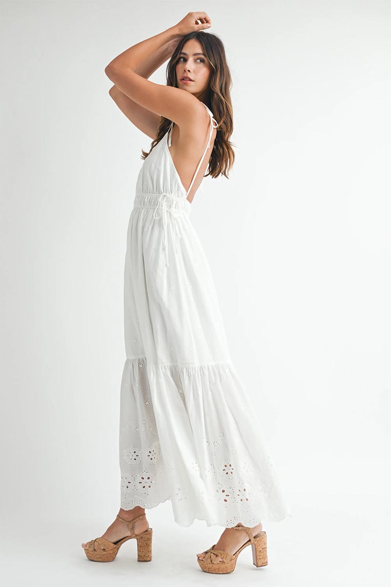 Aurora White Eyelet Maxi Dress | Jewelclues