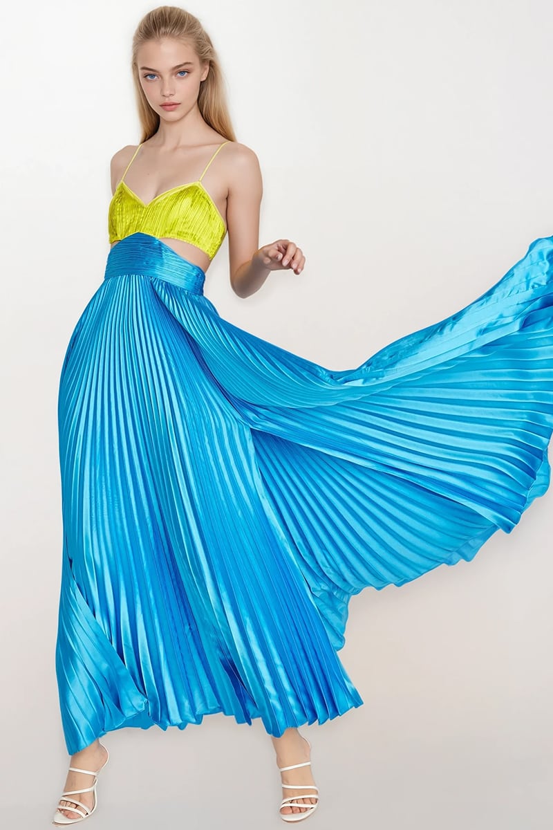 Aveline Pleated Cutout Gown | Jewelclues