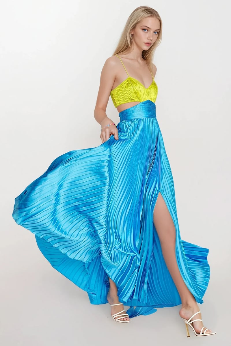 Aveline Pleated Cutout Gown | Jewelclues