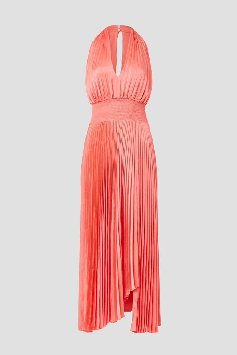 Avens Pleated Satin Midi Dress | JewelClues