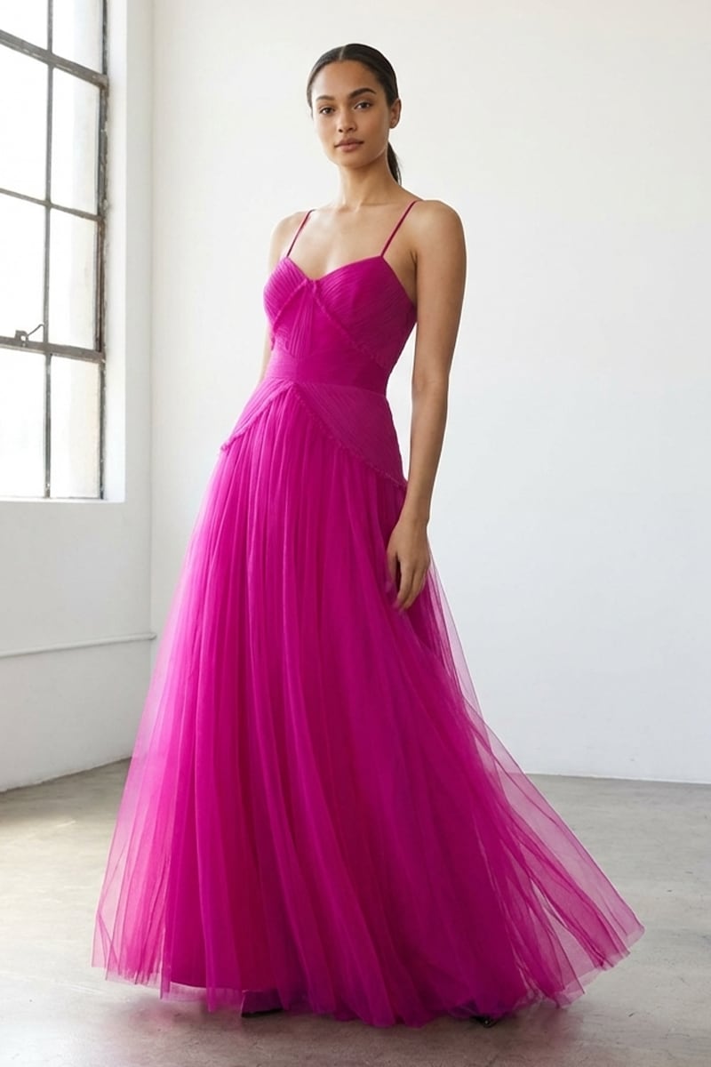 Avianna Tulle Maxi Dress | Jewelclues #color_fuchsia