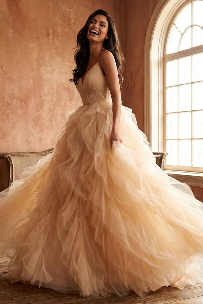 Beatrix Frill-Layered Couture Gown | JewelClues #color_cream