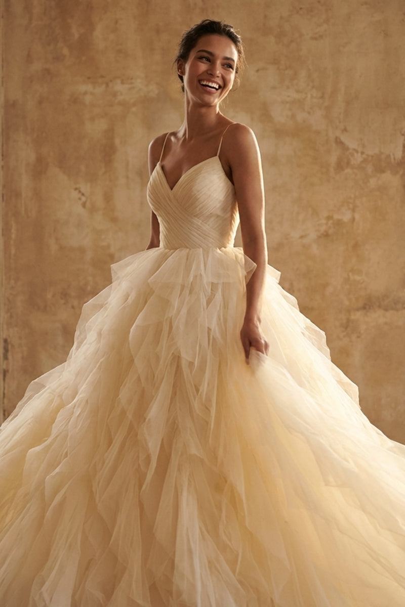 Beatrix Frill-Layered Couture Gown | JewelClues #color_cream