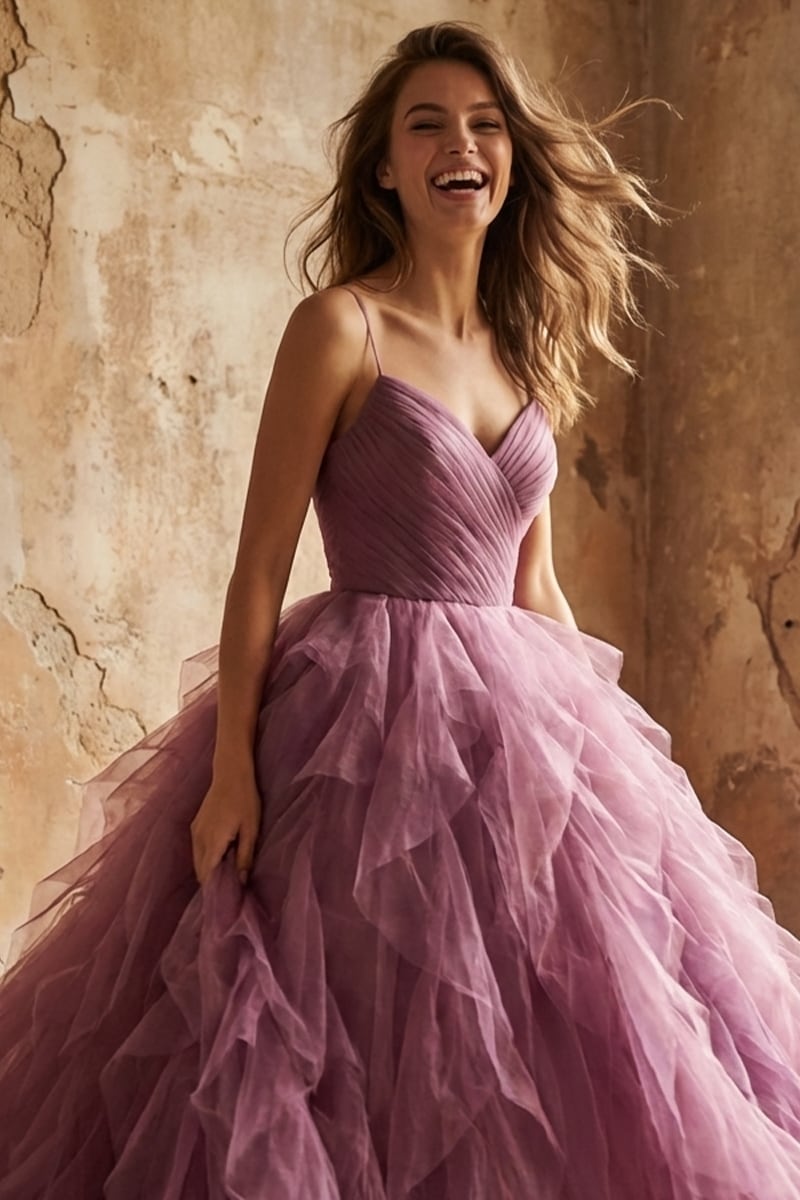 Beatrix Frill-Layered Couture Gown | JewelClues #color_purple