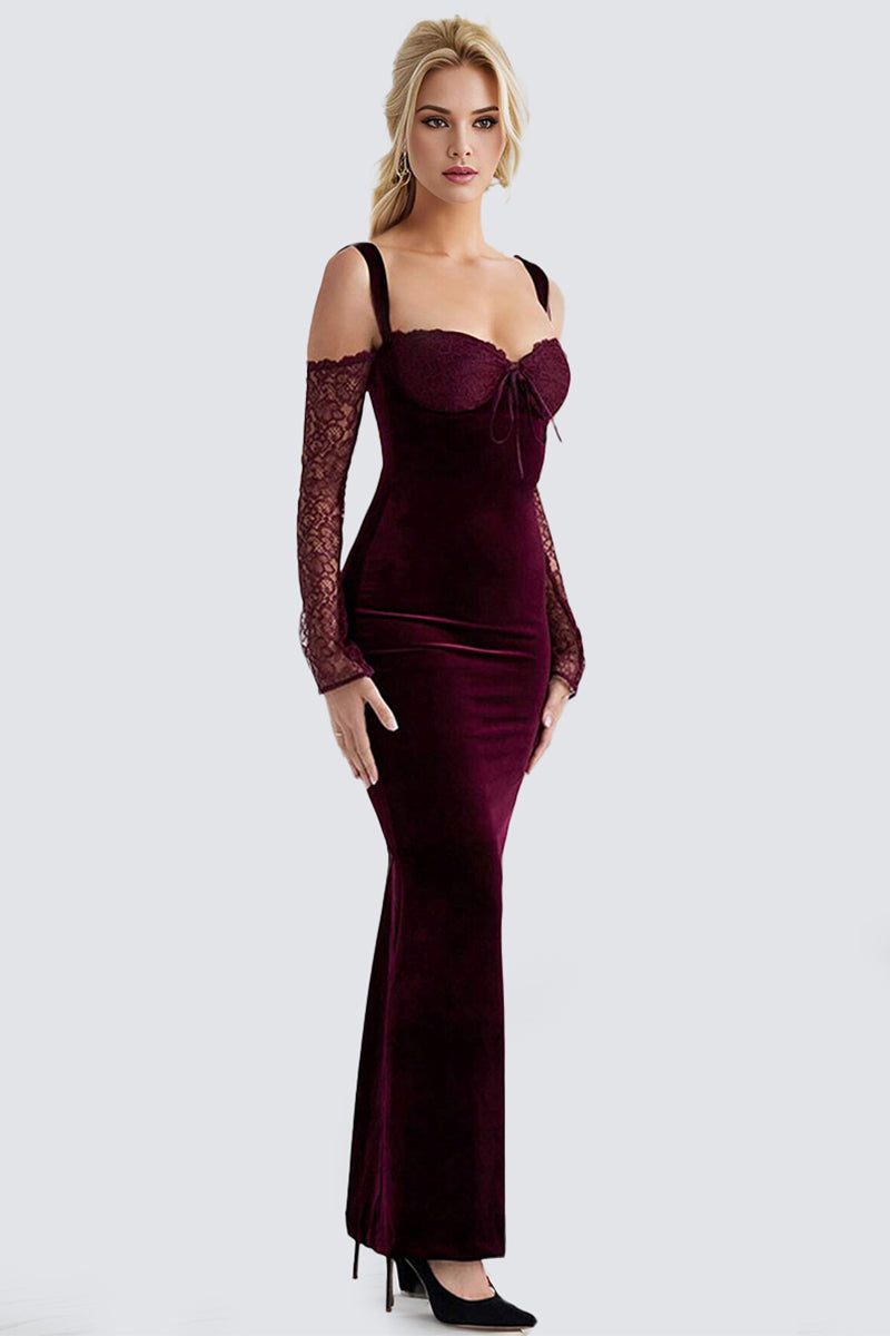Beautiful Evening Velvet Maxi Dress | Jewelclues