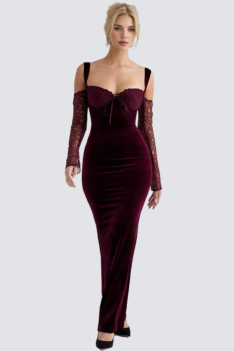 Beautiful Evening Velvet Maxi Dress | Jewelclues