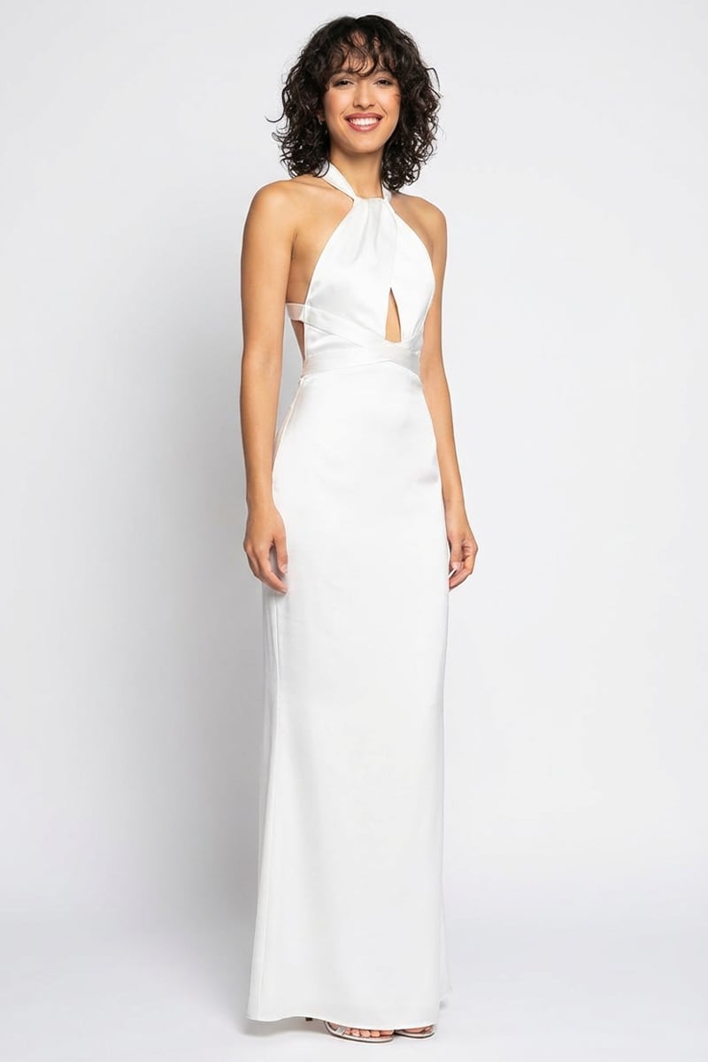 Bianca Cutout Satin Maxi Dress | JewelClues #color_white