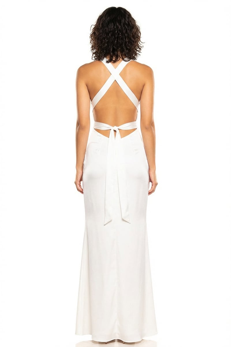 Bianca Cutout Satin Maxi Dress | JewelClues #color_white
