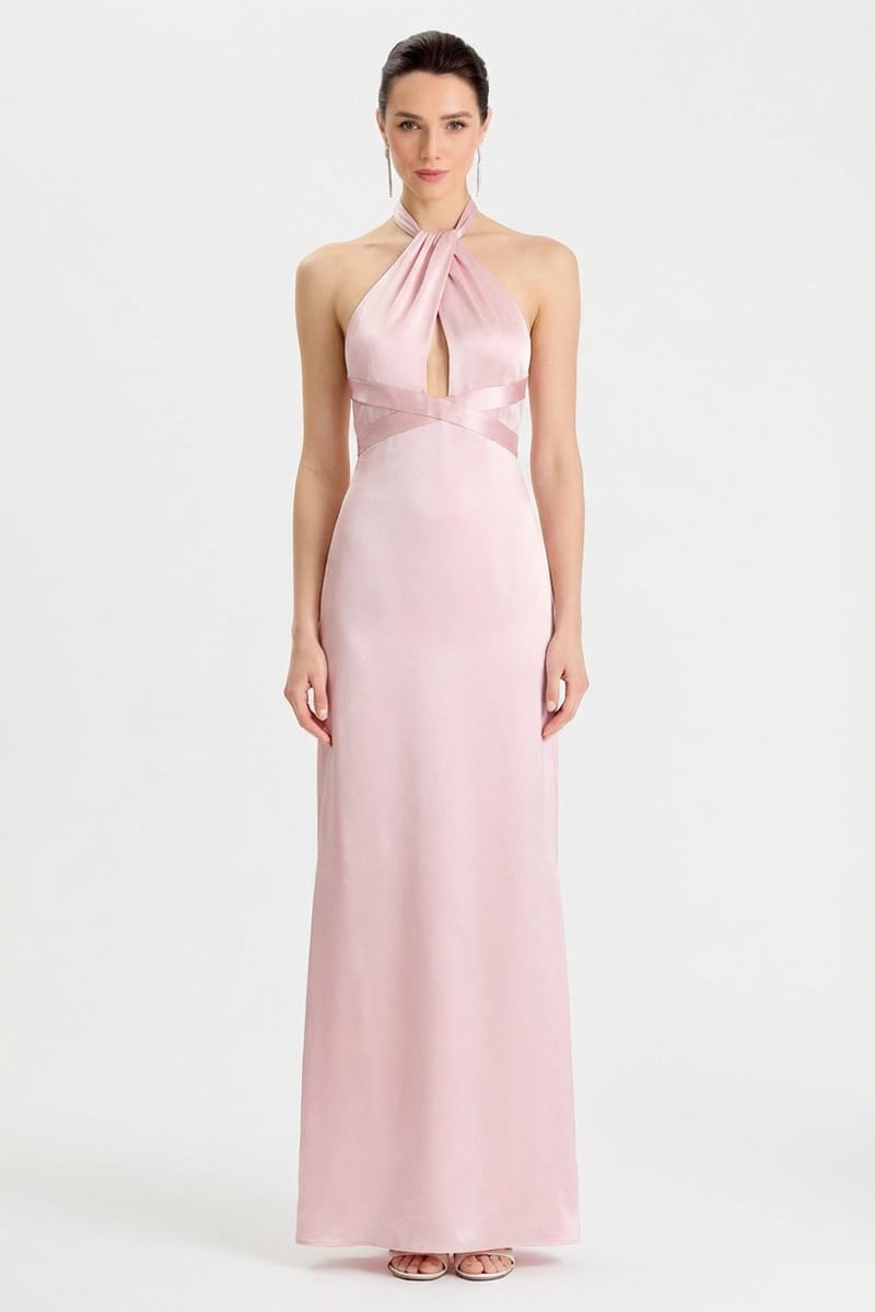 Bianca Cutout Satin Maxi Dress | JewelClues #color_pink