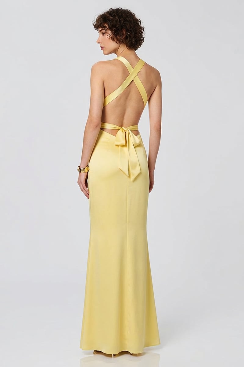 Bianca Cutout Satin Maxi Dress | JewelClues #color_buttermilk