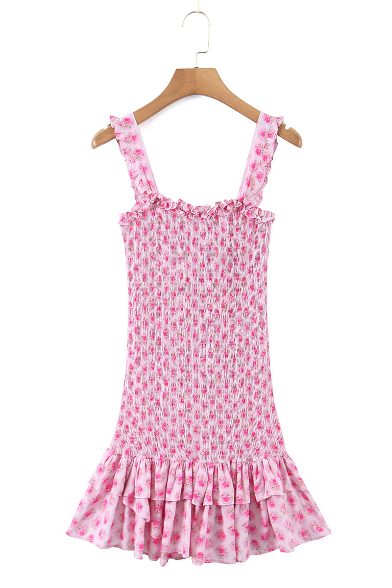 Blissful Pink Smocked Mini Dress | Jewelclues