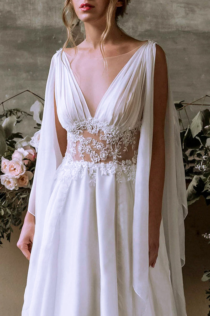 Bohemian Goddess Wedding Dress | Jewelclues | #color_white