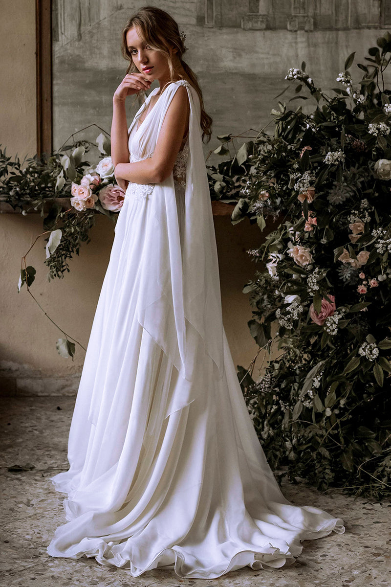 Bohemian Goddess Wedding Dress | Jewelclues | #color_white