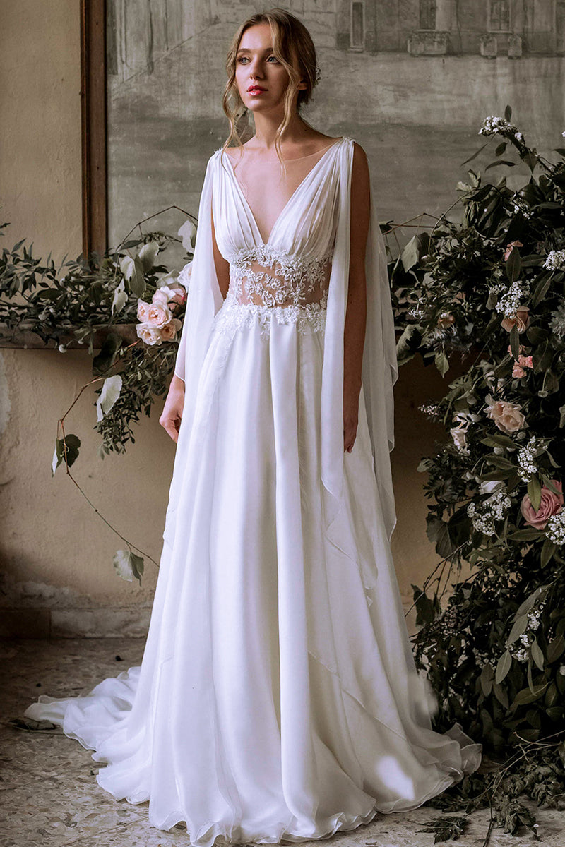 Bohemian Goddess Wedding Dress | Jewelclues | #color_white