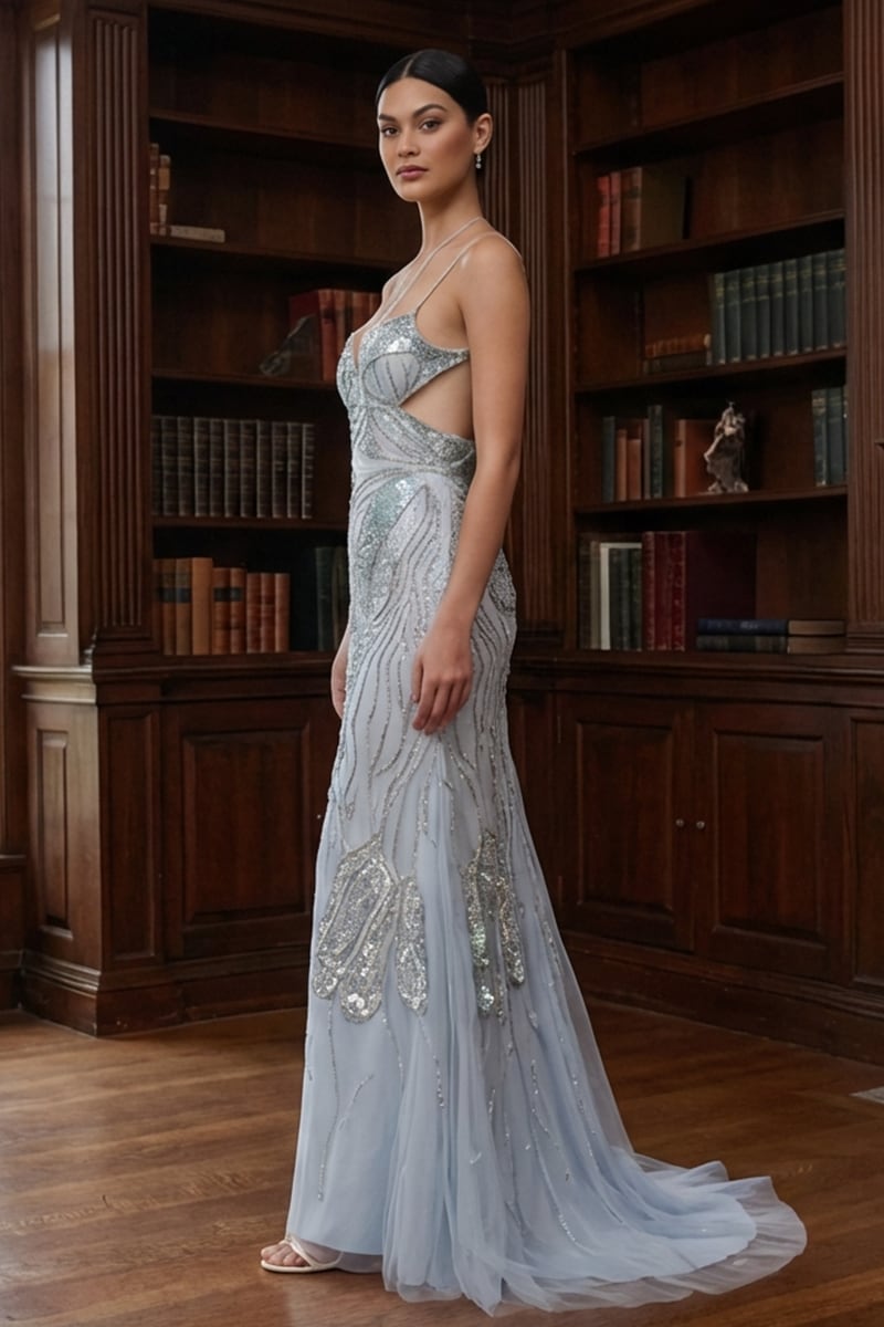 Calista Bias-Cut Embellished Gown | JewelClues #color_light blue