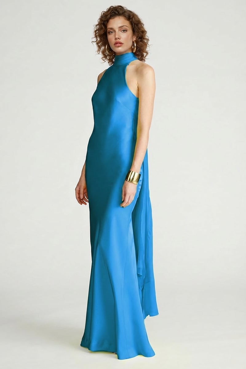 Calyra Silk Chiffon-Tie Gown | JewelClues