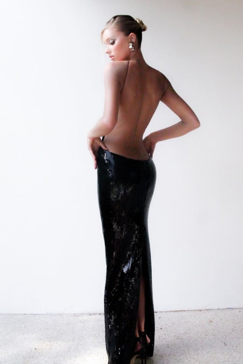 Caroline Sequin Backless Maxi Dress | Jewelclues